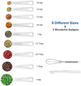 img 2 attached to 🥄 11-Piece Stainless Steel Measuring Spoons Set with Leveler, Whisk, Teaspoon, and Tablespoon – Accurate Measurement for Cooking and Baking