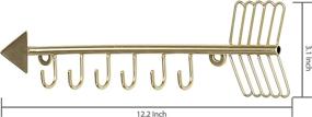 img 1 attached to MyGift Brass Metal Arrow Jewelry Organizer: Wall Mounted Rack for Necklaces and Bracelets with 6 Hooks