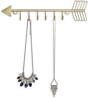 mygift brass metal arrow jewelry organizer: wall mounted rack for necklaces and bracelets with 6 hooks логотип