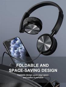 img 3 attached to 🎧 Foldable Wired Kids Headphones with Microphone: Deep Bass, Adjustable Headband, and Noise Isolation for School, Smartphone, Computer, Laptop, MP3/4 - Black Gray