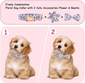 img 3 attached to 3PCS Floral Dog Collar with Bow Tie - Cute Girl Dog Collar for Small Medium Large Dogs Cats Puppy Kitten - Flower Female Dog Collar for Girls Pets - Adjustable & Detachable