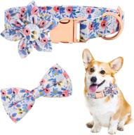 3pcs floral dog collar with bow tie - cute girl dog collar for small medium large dogs cats puppy kitten - flower female dog collar for girls pets - adjustable & detachable logo