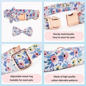 img 2 attached to 3PCS Floral Dog Collar with Bow Tie - Cute Girl Dog Collar for Small Medium Large Dogs Cats Puppy Kitten - Flower Female Dog Collar for Girls Pets - Adjustable & Detachable