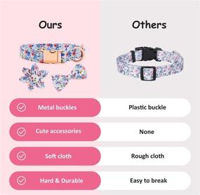 img 1 attached to 3PCS Floral Dog Collar with Bow Tie - Cute Girl Dog Collar for Small Medium Large Dogs Cats Puppy Kitten - Flower Female Dog Collar for Girls Pets - Adjustable & Detachable