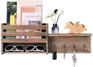 🔑 rustic wall mount key holder with mail organizer and activity boards - 4 hooks for keys, perfect for entryway, living room or mudroom логотип