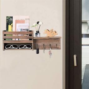 img 1 attached to 🔑 Rustic Wall Mount Key Holder with Mail Organizer and Activity Boards - 4 Hooks for Keys, Perfect for Entryway, Living Room or Mudroom