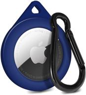 🔵 hoerrye airtag case 2021: silicone cover with key chain, safety, anti-scratch, easy to carry & clean, durable - midnight blue logo
