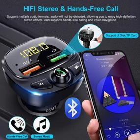 img 2 attached to 🚗 KINDRM Bluetooth FM Transmitter for Car - Mini 5.0 Car Radio Adapter, Hands-Free Kit, Dual USB Ports, MP3 Player, TF Card & USB Drive Support