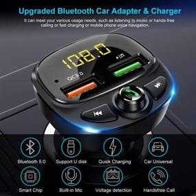 img 3 attached to 🚗 KINDRM Bluetooth FM Transmitter for Car - Mini 5.0 Car Radio Adapter, Hands-Free Kit, Dual USB Ports, MP3 Player, TF Card & USB Drive Support