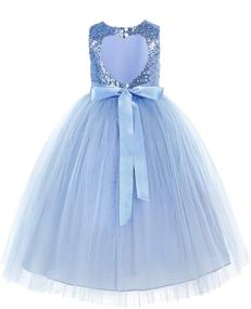 img 4 attached to 💖 Heart Shaped Sequin Flower Girl Dress for Girls - Tulle Wedding Bridesmaid Dress (Style: 172seq)