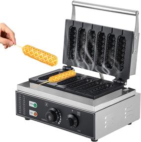 img 4 attached to 🌭 CGOLDENWALL Commercial/Home Electric Corn Hot Dog Machine Non-stick French Muffin Waffle Irons - 6Pcs Waffle Stick Maker Stainless Steel - Temperature Range 50-300 ℃ - Timer 0-5 Min - 1550W