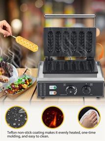 img 3 attached to 🌭 CGOLDENWALL Commercial/Home Electric Corn Hot Dog Machine Non-stick French Muffin Waffle Irons - 6Pcs Waffle Stick Maker Stainless Steel - Temperature Range 50-300 ℃ - Timer 0-5 Min - 1550W