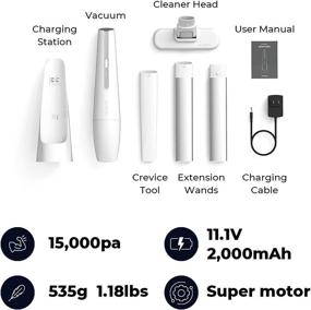 img 3 attached to 🔌 Bluefeel Handheld Cordless Lightweight Portable Vacuum Cleaner - Powerful 15000Pa Suction, Innovative for Home Car Office Cleaning of Hair, Dandruff, Dust, Crumbs, and Pollen