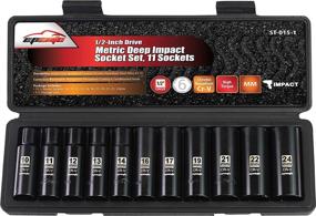 img 4 attached to 🛠️ High-Quality EPAuto 1/2-Inch Drive Metric Deep Impact Socket Set for Superior Performance - Cr-V, 6 Points, 11 Sockets