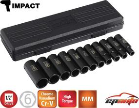 img 3 attached to 🛠️ High-Quality EPAuto 1/2-Inch Drive Metric Deep Impact Socket Set for Superior Performance - Cr-V, 6 Points, 11 Sockets