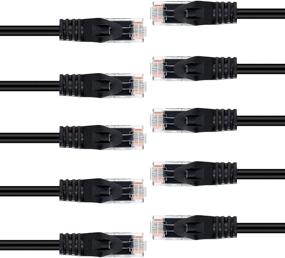 img 4 attached to GearIT 10-Pack 0.5ft Cat6 Ethernet Patch Cables 🔌 - Без зацепов, гибкие, мягкие вкладки - Премиум серия, Черный