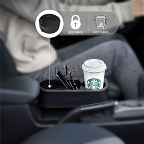 img 3 attached to 🚘 GAROOD Car Cup Holder Front Seat Gap Filler Organizer with Cup Stabilizers - Multifunctional Leather Expander for Drinks, Phones, and Coasters - Back Seat and Couch Cupholder Storage Box
