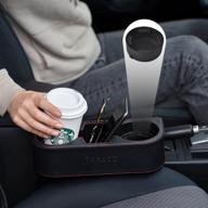 🚘 garood car cup holder front seat gap filler organizer with cup stabilizers - multifunctional leather expander for drinks, phones, and coasters - back seat and couch cupholder storage box logo