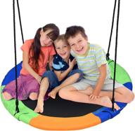 🪐 costzon 40’’ flying saucer tree swing: safe & sturdy swing for kids with easy assembly - ideal for park backyard, playground, and playroom! logo