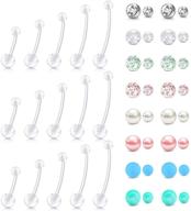 🤰 flexible clear pregnancy belly button rings | longita maternity sport navel rings for pregnant women | long bar, different length bar and balls for replacement 10-32mm logo