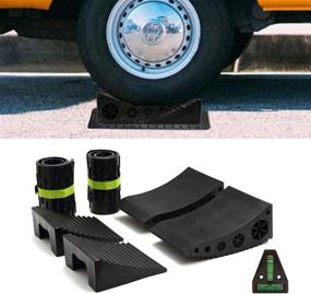 img 1 attached to Homeon Wheels RV Leveling Blocks - Camper Leveler Kit with Curved Levelers, Chocks, Grip Mats, Level, and Bag - Supports up to 30,000 LBS - 2-Pack Black