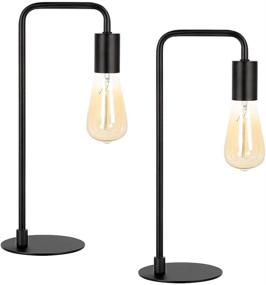 img 4 attached to 💡 Set of 2 Small Black Metal Industrial Table Lamps for Bedroom Nightstand Dressers Office Living Room Coffee Table College Dorm - Enhanced SEO