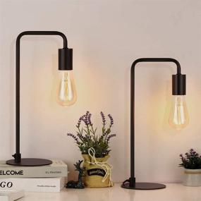 img 1 attached to 💡 Set of 2 Small Black Metal Industrial Table Lamps for Bedroom Nightstand Dressers Office Living Room Coffee Table College Dorm - Enhanced SEO