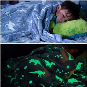 img 4 attached to Rayliad Glow in The Dark Dinosaur Blanket - Large 60 x 72 inch Size | Bright, Super Soft, Plush, Thick, and Comfy