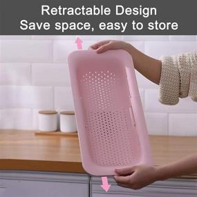 img 3 attached to 🧺 ABILITH 2PACK Sink Colander: Extendable Over-the-Sink Wash Basket for Efficiently Straining, Draining, and Drying in Kitchen - Pink & Grey