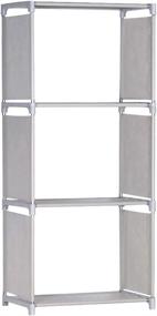 img 4 attached to 📚 Modern Slim Metal Framework Bookcase for Children's Room, Toys, Office, A4 Files, Books, Kitchen, Clothing Storage (Gray, 4-Tier)