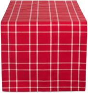 dii camz37703 tartan holly berry farmhouse plaid table runner, 14x72 логотип