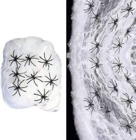 img 1 attached to 🕷️ Spooktacular Halloween Outdoor Decor: OEAGO Stretch Spider Web and Scary Giant Spider Set for Indoor & Outdoor Parties with 80 Fake Spiders