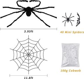 img 3 attached to 🕷️ Spooktacular Halloween Outdoor Decor: OEAGO Stretch Spider Web and Scary Giant Spider Set for Indoor & Outdoor Parties with 80 Fake Spiders
