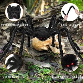img 2 attached to 🕷️ Spooktacular Halloween Outdoor Decor: OEAGO Stretch Spider Web and Scary Giant Spider Set for Indoor & Outdoor Parties with 80 Fake Spiders
