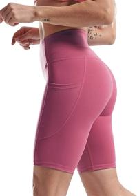 img 3 attached to 🩳 CADMUS High-Rise Yoga Shorts for Women with Seamless Naked Feeling - Perfect for Workout, Running, and Biking Activities