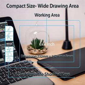 img 3 attached to VEIKK VK640 Drawing Tablet 6x4 inch - Battery-Free Stylus, Android/Windows/Mac OS Compatible, Tilt Function Supported, 8192 Levels of Pressure Sensitivity