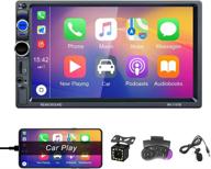 🚗 olliehu 7-дюймовый сенсорный двухдиновый автомагнитола с carplay, bluetooth, fm-радио, входами aux/tf/usb, mirror link, камерой заднего вида, микрофоном, пультом ду, выходом на сабвуфер. логотип