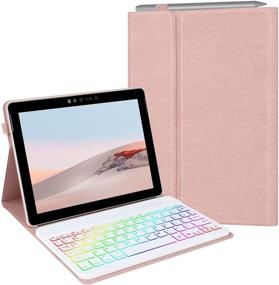 img 4 attached to 🔌 COO Keyboard Case for Surface Go 3 (2021)/ Surface Go 2 2020 / Surface Go 2018 – 7-Color Backlit Wireless Detachable Keyboard with Slim Cover: Perfect Fit for Microsoft Surface Go 3 10.5 inch