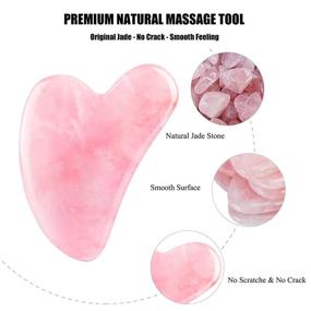 img 3 attached to 💆 Enhance Your Spa Experience with Deciniee Gua Sha Massage Tool - Natural Rose Quartz Guasha Set for Face and Body Therapy