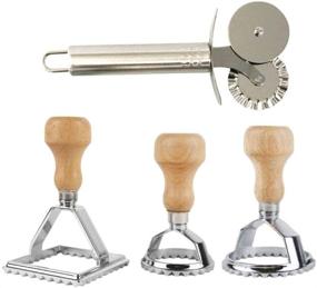 img 4 attached to 🍝 Cook's Fancy 4-Piece Ravioli Maker Stamp and Pasta Wheel Set with Square and Two Round Ravioli Cutters, plus Stainless Steel Cutting Wheel for Fresh Pasta