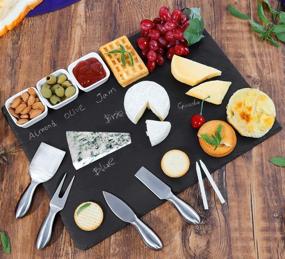 img 4 attached to Stainless Steel Cheese Ceramic Platter: Perfect for Serving and Entertaining