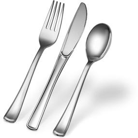 img 2 attached to Plasticpro Disposable Heavy Duty Silver Plastic Forks, Elegant Silver-Like Plastic Silverware 🍴 - Utensils Ideal for Catering Events, Restaurants, Parties, and Weddings, Pack of 40