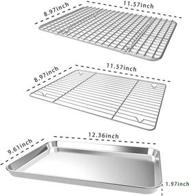 img 3 attached to 🍪 CEKEE Baking Sheet Rack Set - 2 Stainless Steel Cookie Sheets with 2 Wire Racks - Nonstick Baking Pan Tray for Oven, Cooling Rack Included - Size 12 x 10 x 1 Inch - Non Toxic, Heavy Duty, Easy to Clean