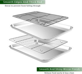 img 2 attached to 🍪 CEKEE Baking Sheet Rack Set - 2 Stainless Steel Cookie Sheets with 2 Wire Racks - Nonstick Baking Pan Tray for Oven, Cooling Rack Included - Size 12 x 10 x 1 Inch - Non Toxic, Heavy Duty, Easy to Clean