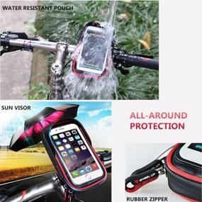 img 2 attached to 📱 Waterproof Cell Phone Holder and Bag for Bicycles and Motorcycles - MOOZO Bike Handlebar Mount with 360-degree Rotation, Universal Cradle for iPhone Samsung HTC LG Smartphones up to 6'' (Black)