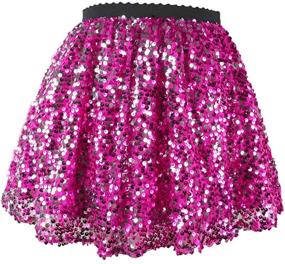 img 4 attached to 👗 Flofallzique Glitter Sequin Skirts for Girls - Short Sparkle Skirt for Kids, Toddler Tutu Girls Clothes