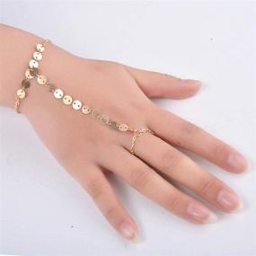 img 2 attached to 🌿 Adjustable Slave Chain Hand Harness Bracelet Linked Finger Ring - Leaf Snake Design for Women and Girls, Ideal Gifts