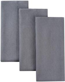 img 4 attached to Classic Kitchen Towels: Premium Natural Cotton Tea Towels, Napkins – Absorbent, Lint-Free, and Machine Washable: 3 Pack Dark Grey, 16 x 24 Inch