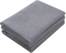 img 3 attached to Classic Kitchen Towels: Premium Natural Cotton Tea Towels, Napkins – Absorbent, Lint-Free, and Machine Washable: 3 Pack Dark Grey, 16 x 24 Inch