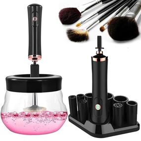 img 4 attached to 💄 Electric Makeup Brush Cleaner and Dryer Machine - Automatic Brush Cleaner for All Size Brushes with 8 Rubber Collars (Black-2) - Deep Cosmetic Makeup Brushes Cleaner Spinner